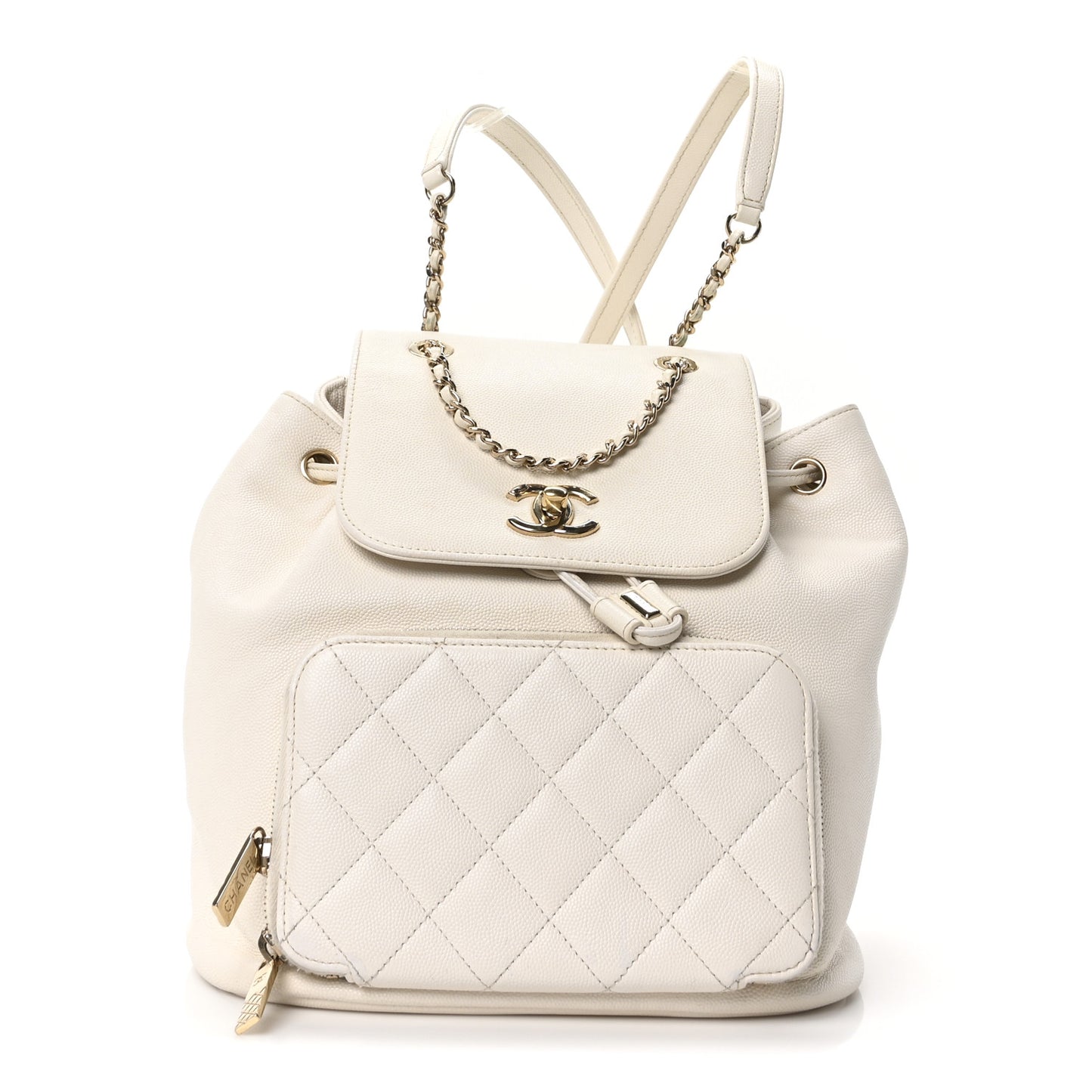 Caviar Quilted Business Affinity Backpack White