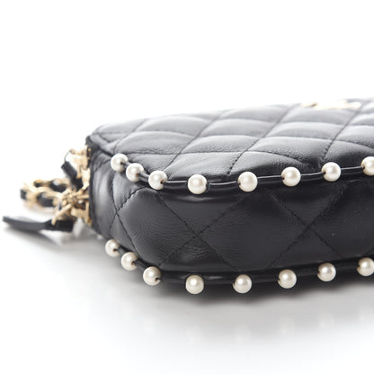 Chanel Calfskin Quilted Pearl Small Clutch With Chain Black 8 of 9