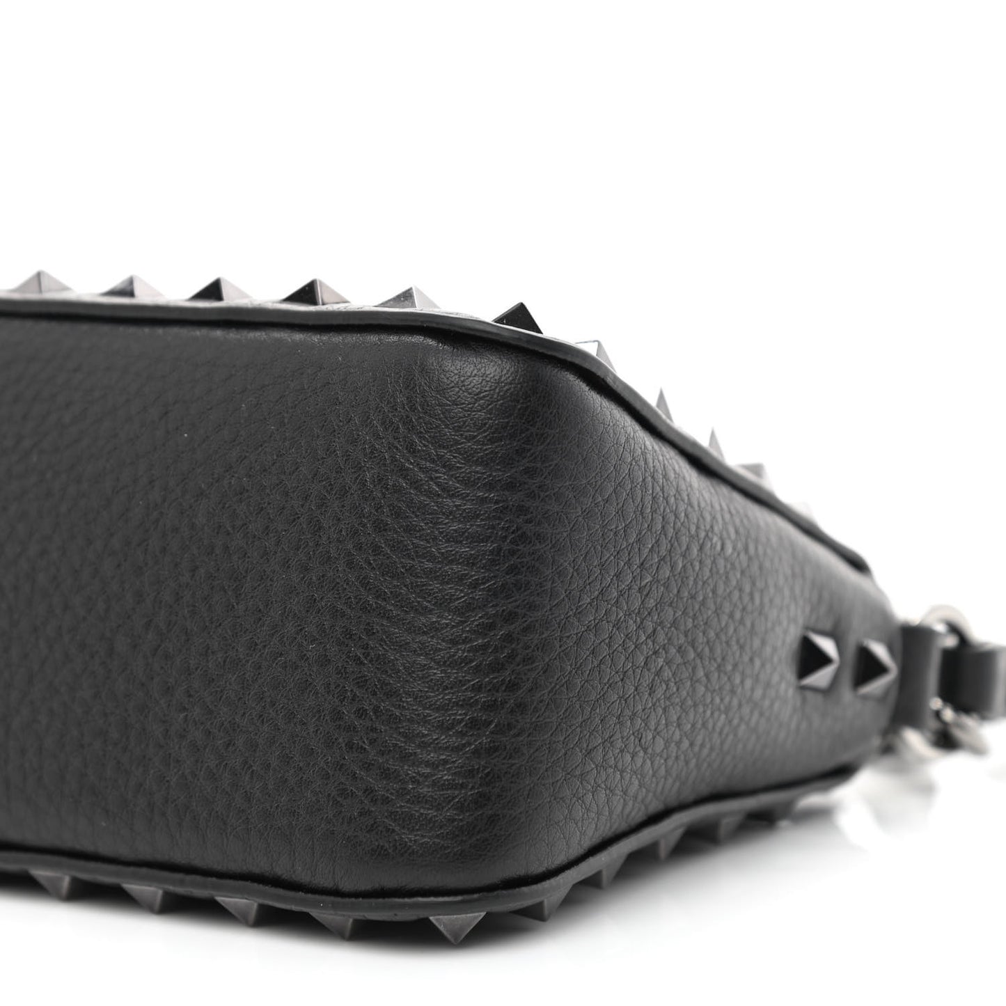 Grained Calfskin Small Rockstud Crossbody Bag Black