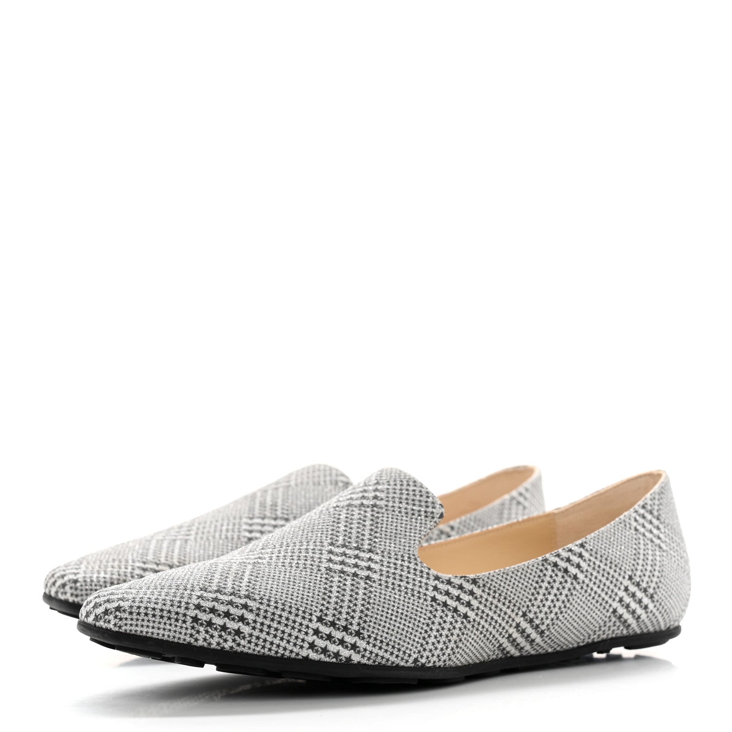 Jimmy Choo Prince Of Stars Glitter Fabric Loafers 39 Silver 3 of 10