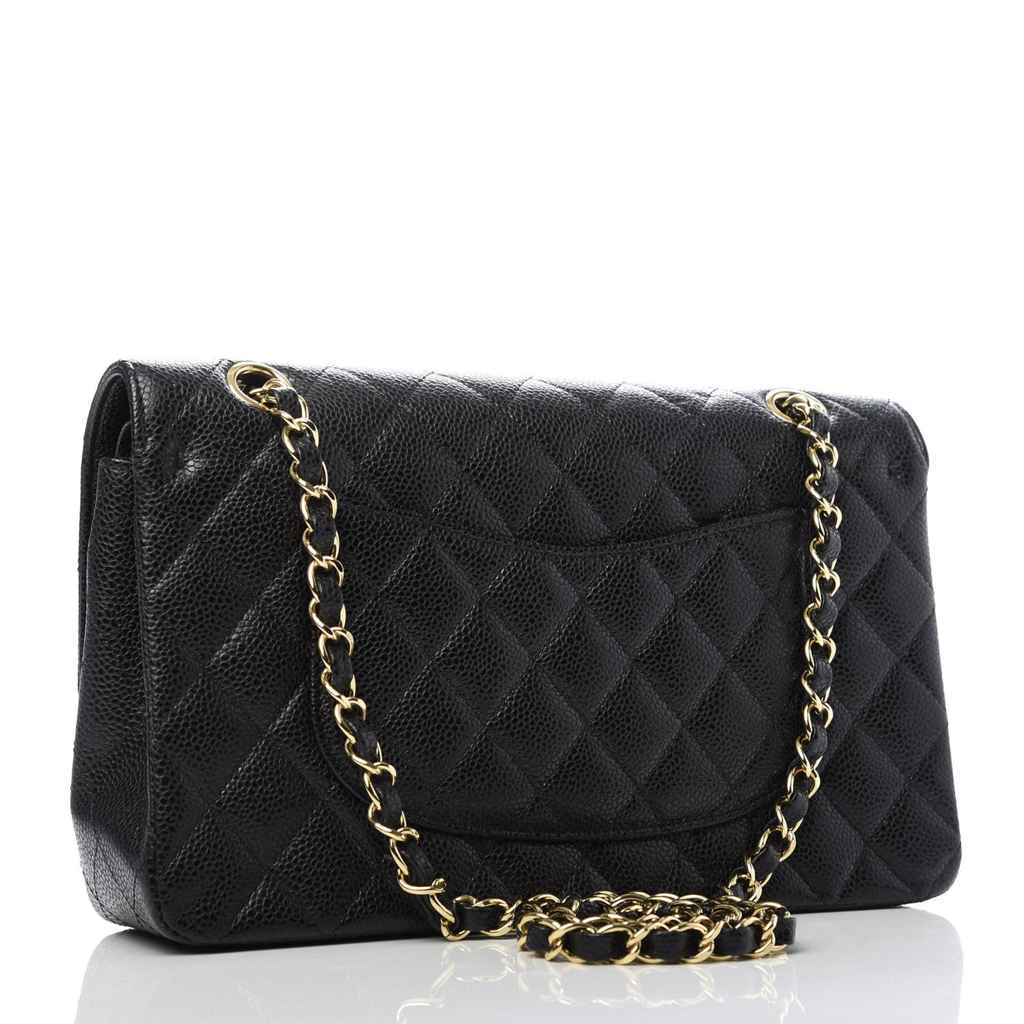 Caviar Quilted Medium Double Flap Black