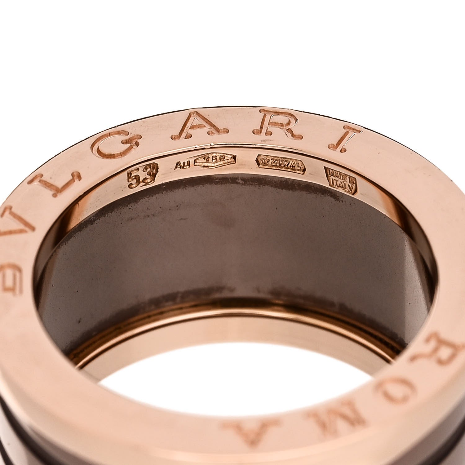 Bulgari 18K Rose Gold Bronze Cermet B.Zero1 Roma Four-Band Ring 53 6.25 4 of 6