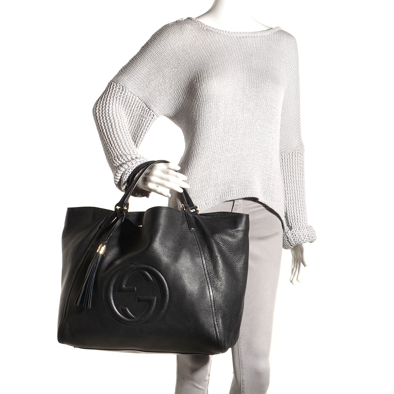 Gucci Pebbled Calfskin Large Soho Shoulder Bag Black 2 of 9