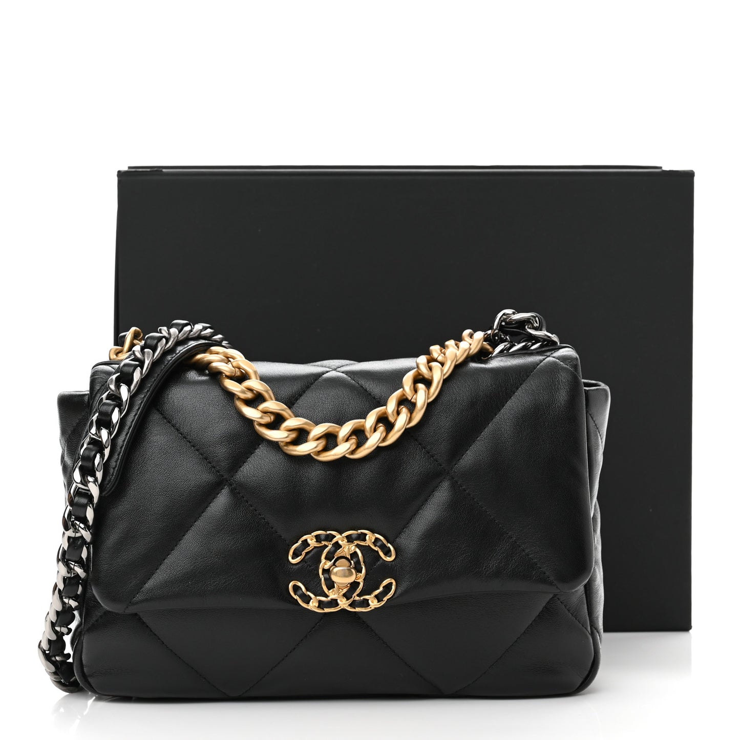 Lambskin Quilted Medium Chanel 19 Flap Black