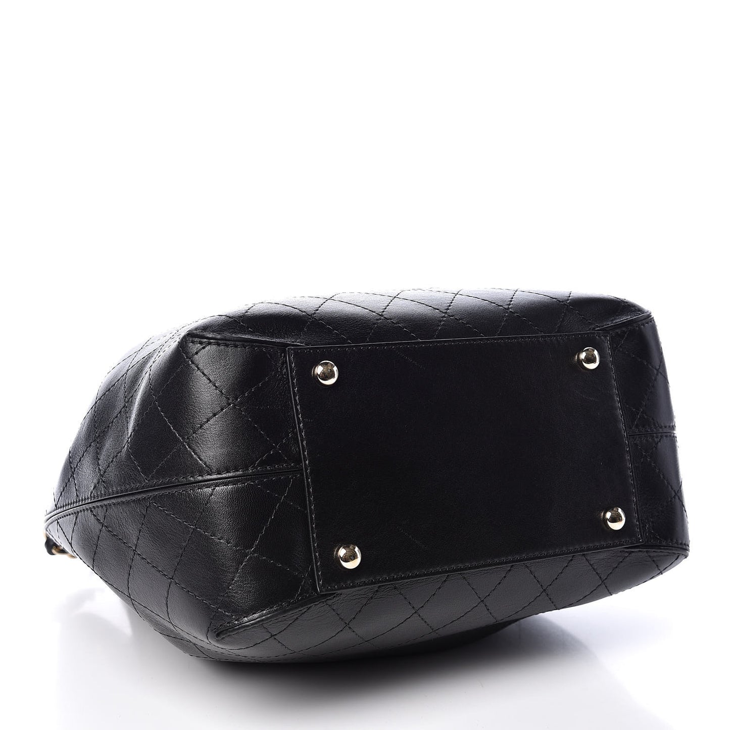 Calfskin Stitched Drawstring Bag Black