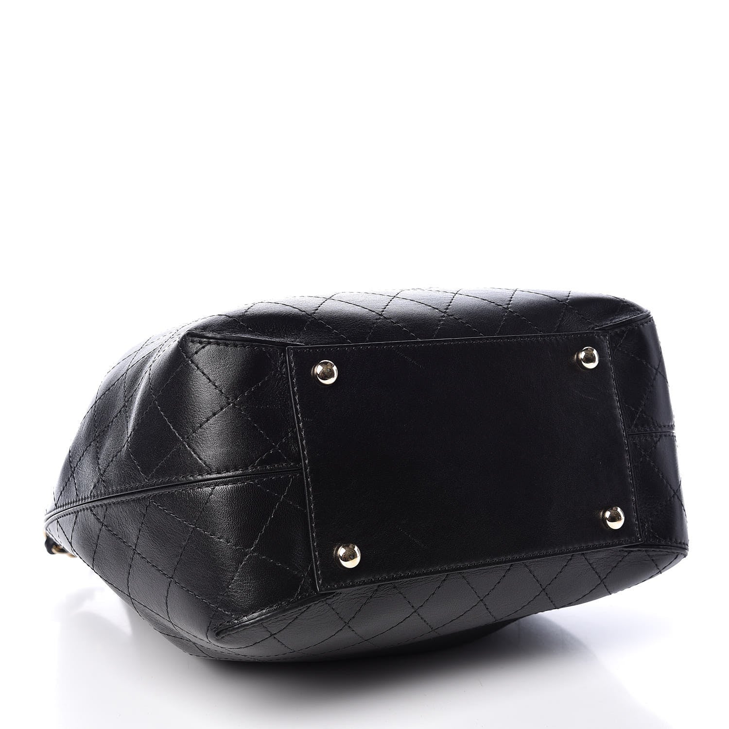 Chanel Calfskin Stitched Drawstring Bag Black 4 of 10