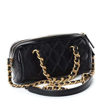 Chanel Shiny Lambskin Quilted Small Fashion Therapy Bowling Bag Black 3 of 10