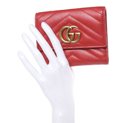 Gucci Calfskin Matelasse GG Marmont Wallet Hibiscus Red 2 of 12