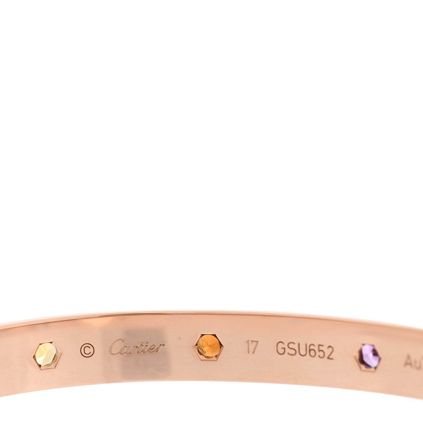 18K Pink Gold Sapphire Garnet Amethyst LOVE Bracelet 17