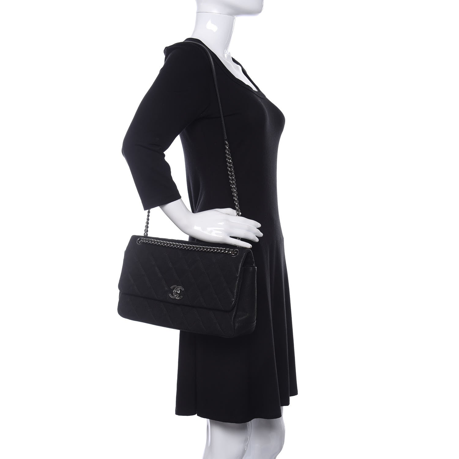 Chanel Iridescent Caviar Quilted Medium Lady Pearly Flap Black 2 of 11