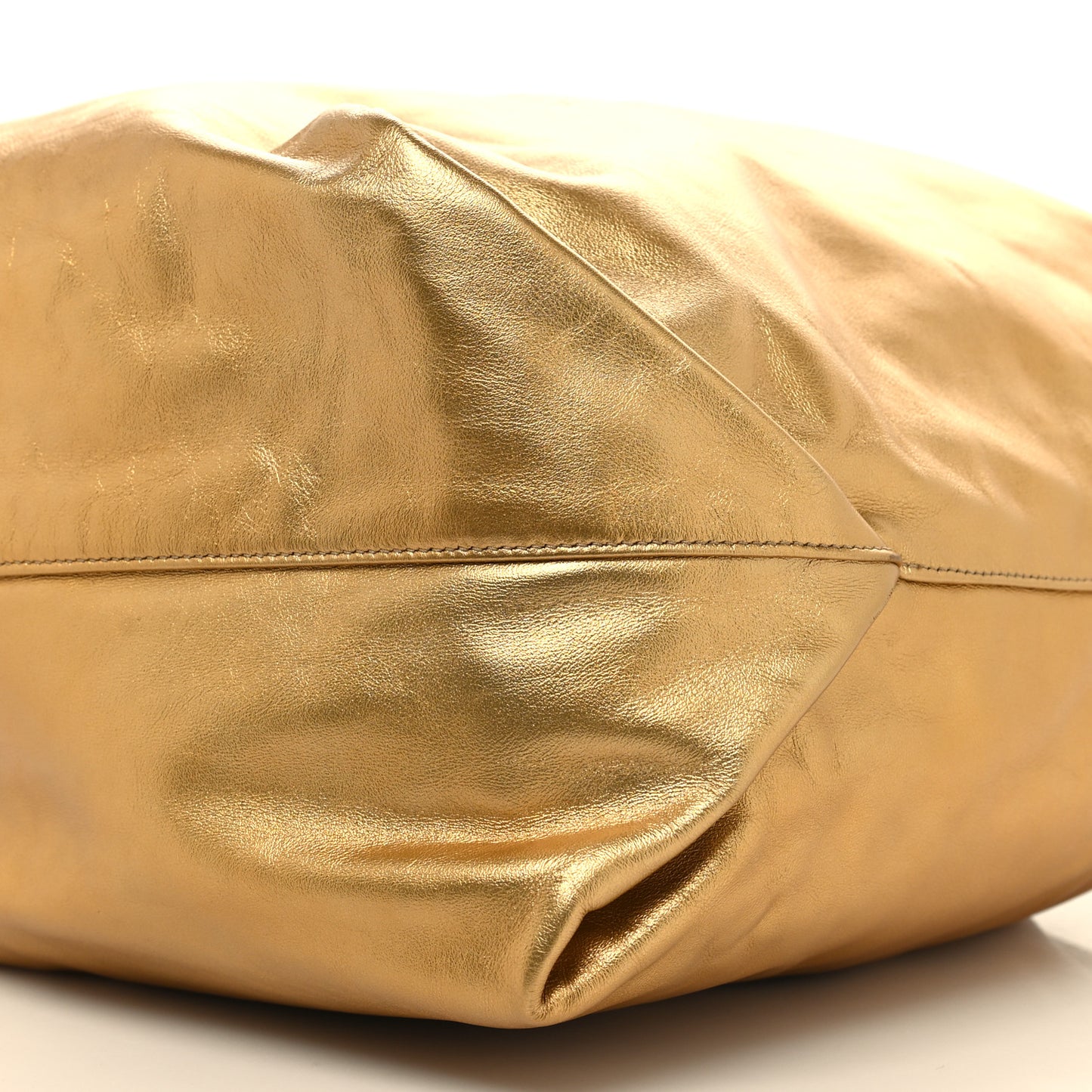 Lambskin Teddy Drawstring Bag Gold
