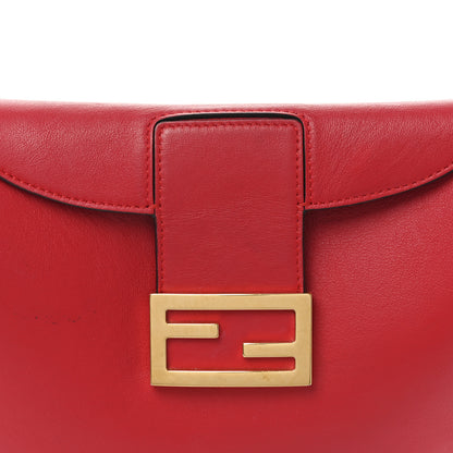 Fendi Vitello Grace Suede Small Croissant Hobo Rosso Cardinale 7 of 9