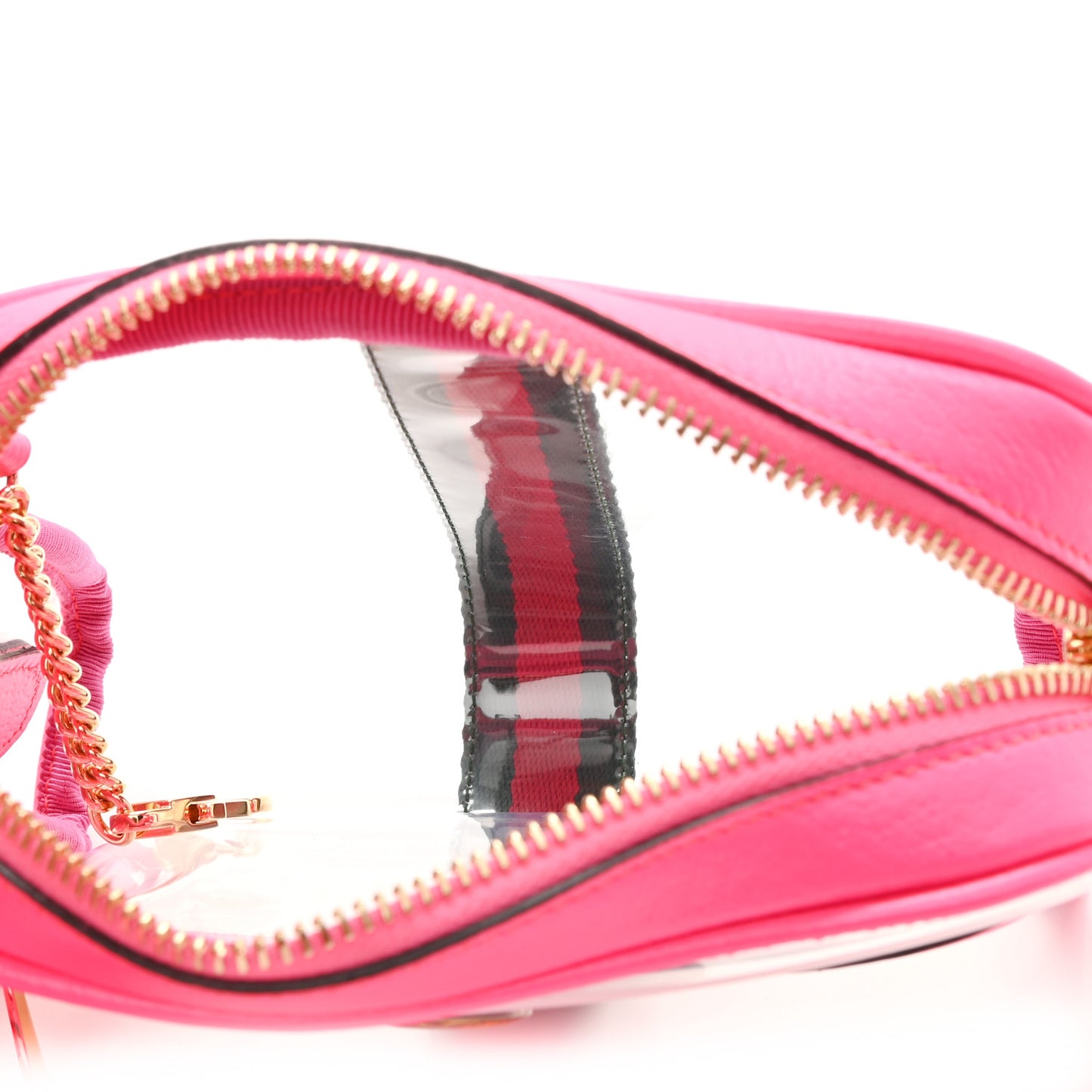 Vinyl Web Mini Ophidia Transparent Shoulder Bag Fluorescent Fuchsia