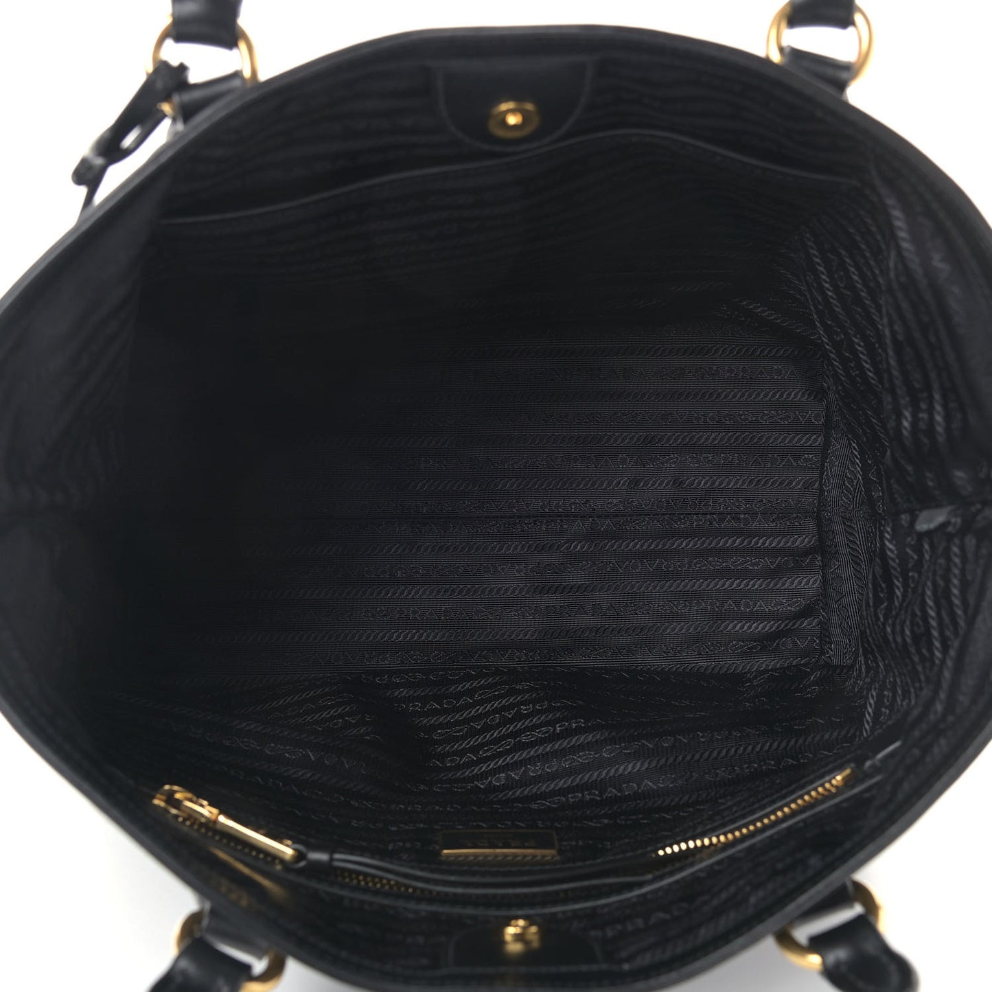 Tessuto Nylon Calfskin Shopping Tote Black