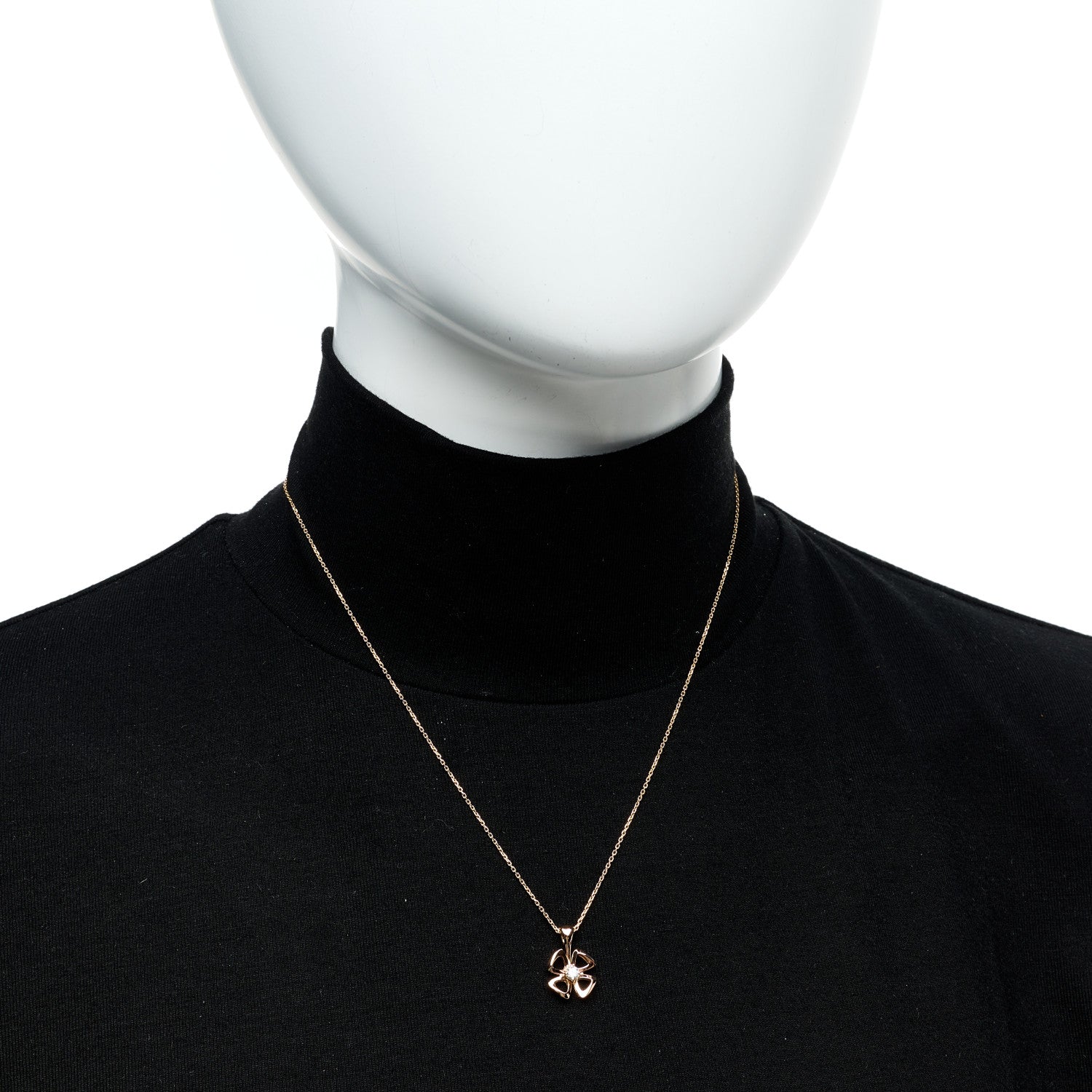 Bulgari 18K Rose Gold Diamond Fiorever Pendant Necklace 2 of 8