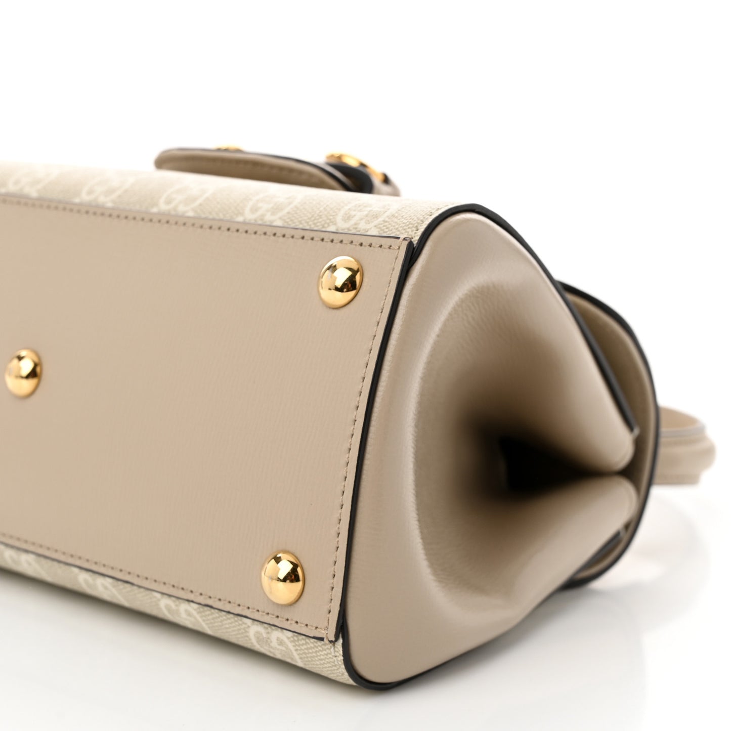 GG Supreme Monogram Azalea Calfskin Mini Horsebit 1955 Top Handle Flap Bag Beige Mystic White Oatmeal