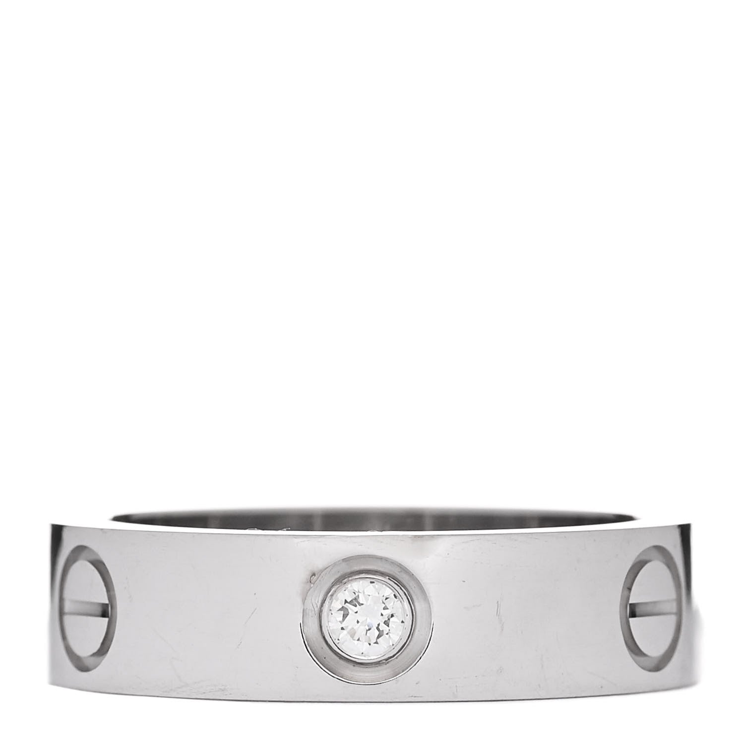 Cartier 18K White Gold 3 Diamond 5.5mm LOVE Ring 57 8 1 of 4