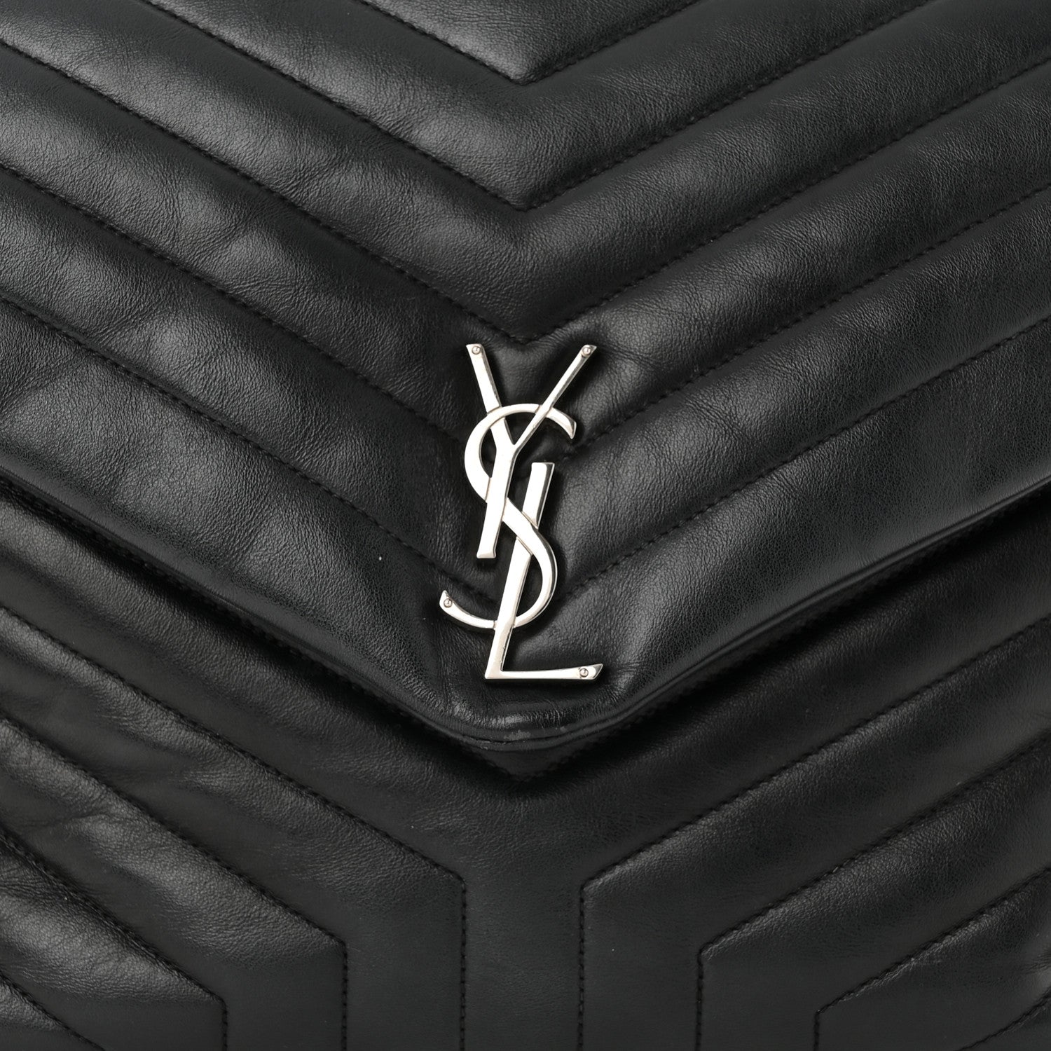 Saint Laurent Calfskin Y Quilted Monogram Large Loulou Chain Satchel Black 8 of 13