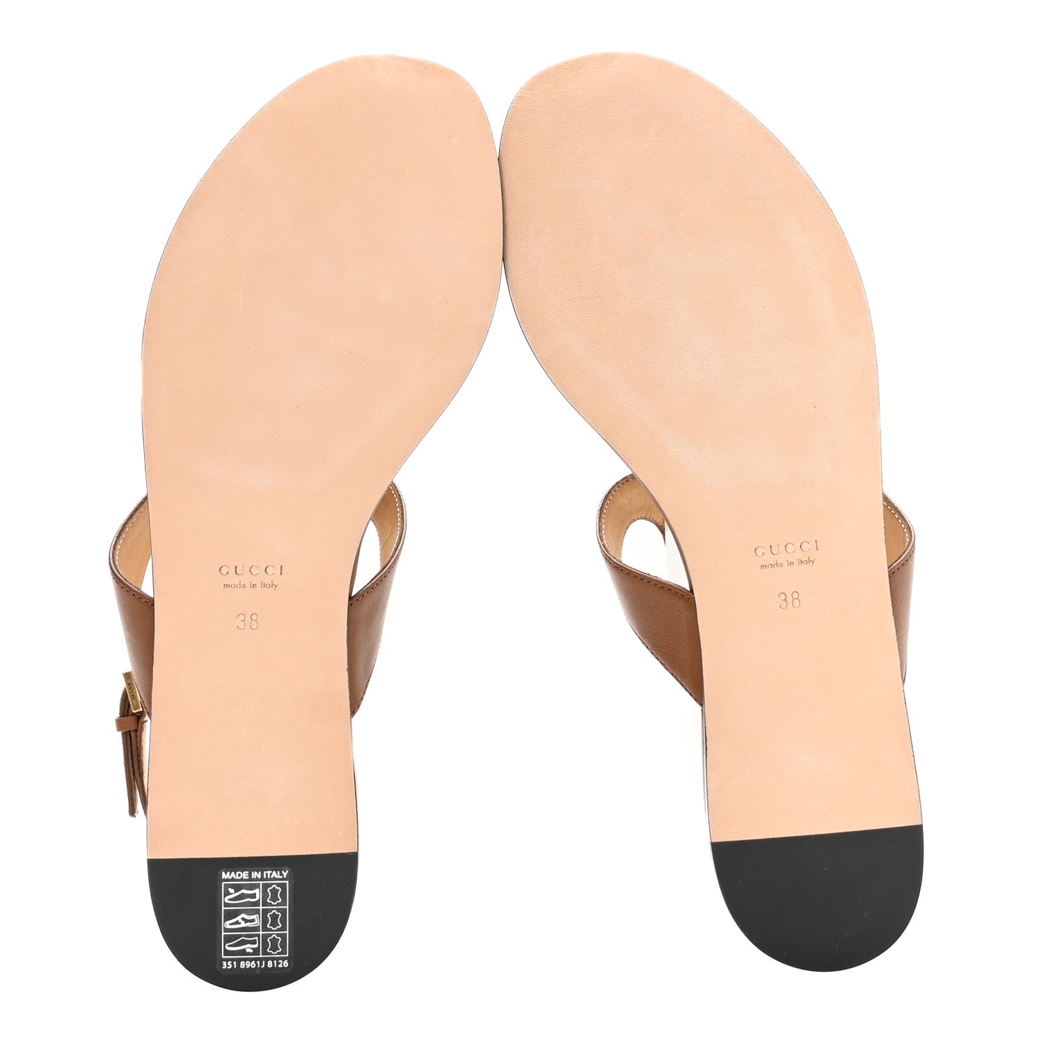 Gucci Calfskin GG Marmont Thong Sandals 38 Brown 6 of 8
