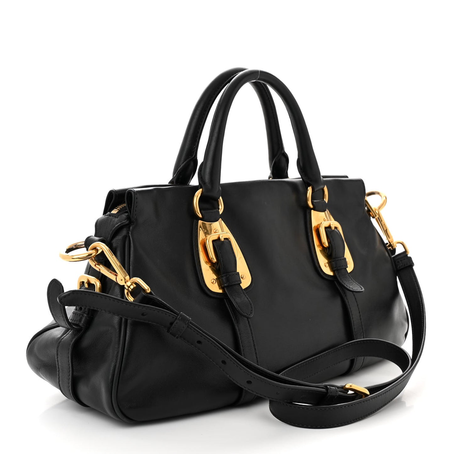 Soft Calf Shopping Satchel Black