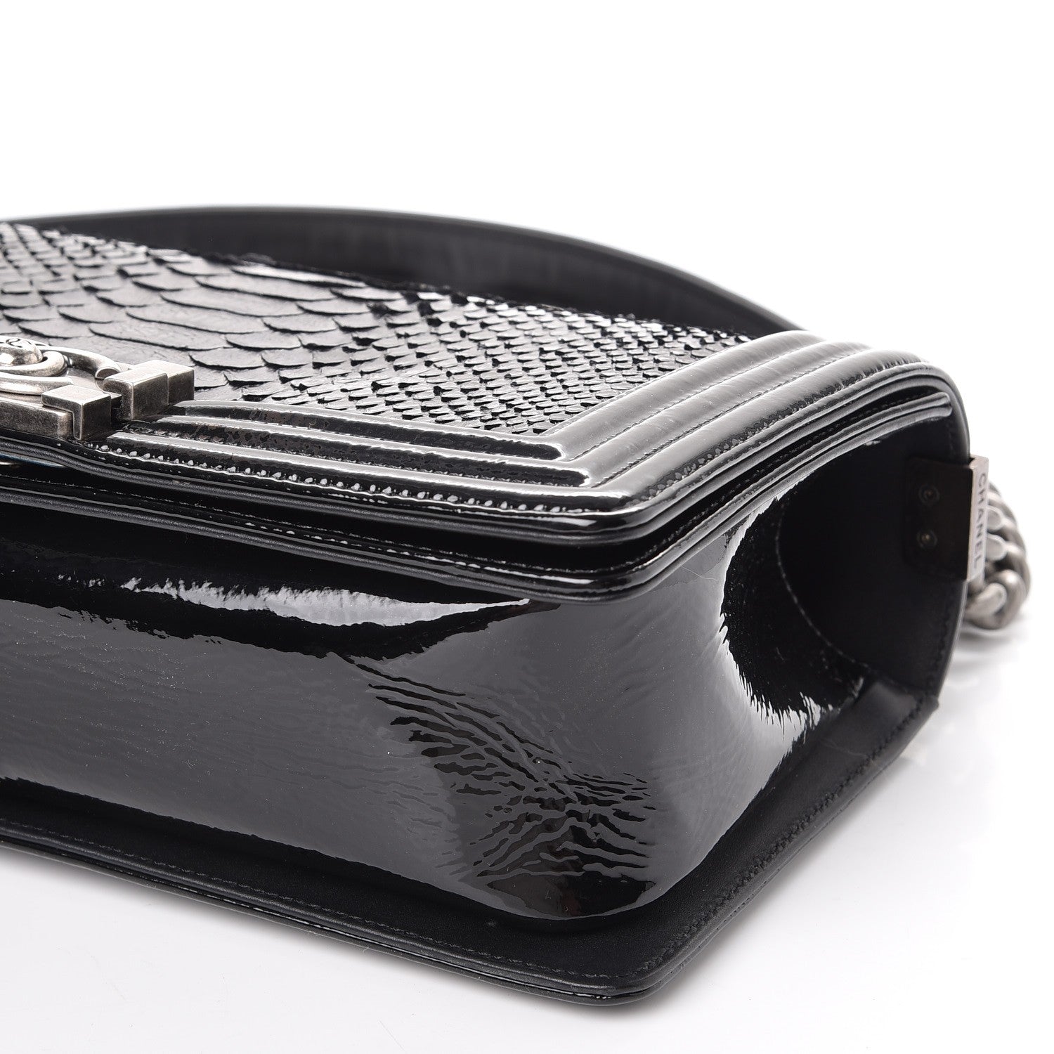 Chanel Python Patent Small Boy Flap Black 9 of 11