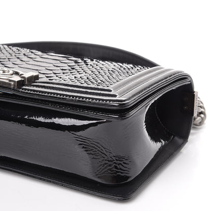 Chanel Python Patent Small Boy Flap Black 9 of 11