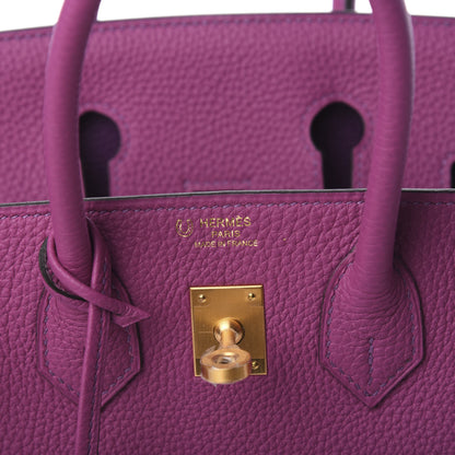 Hermes Togo Horseshoe Birkin 25 Rose Pourpre Anemone 5 of 10
