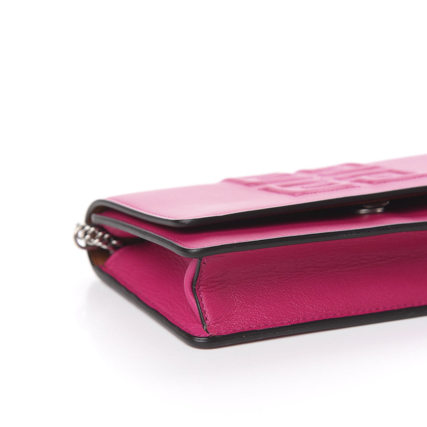 Lambskin Emblem Chain Wallet Cyclamen