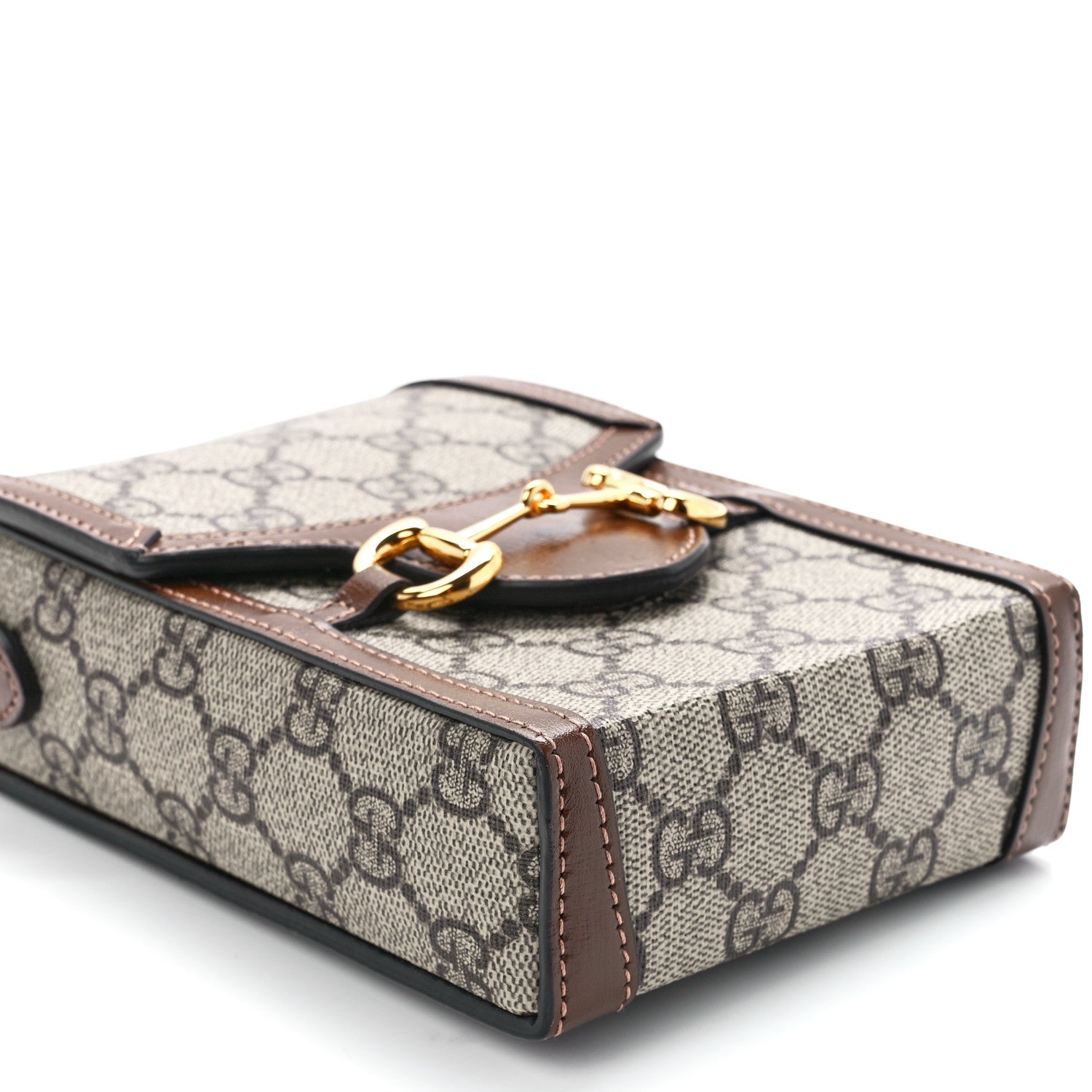 Gucci GG Supreme Monogram Mini Horsebit 1955 Crossbody Bag Beige Brown Sugar 10 of 11