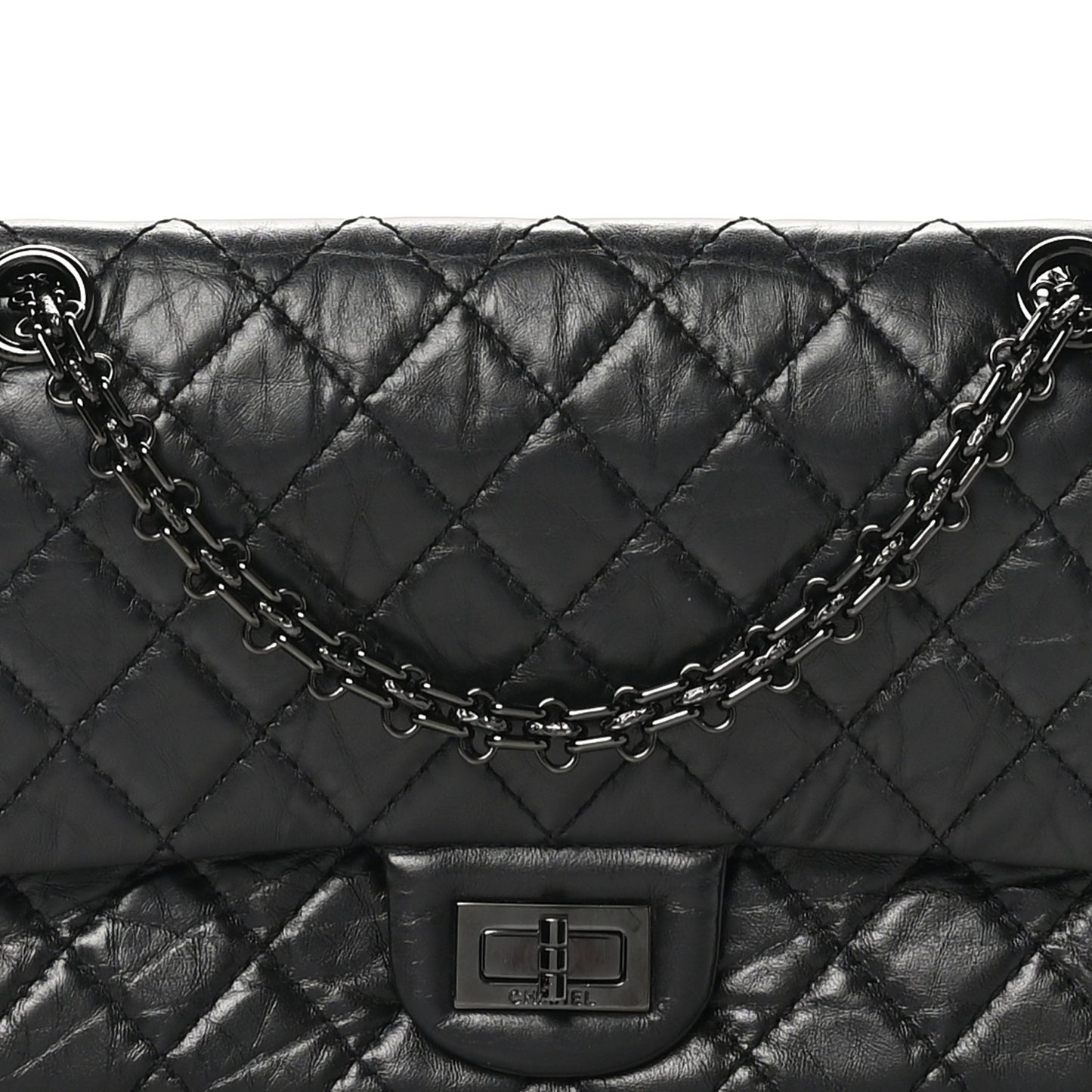 Aged Calfskin Quilted 2.55 Reissue 225 Flap So Black