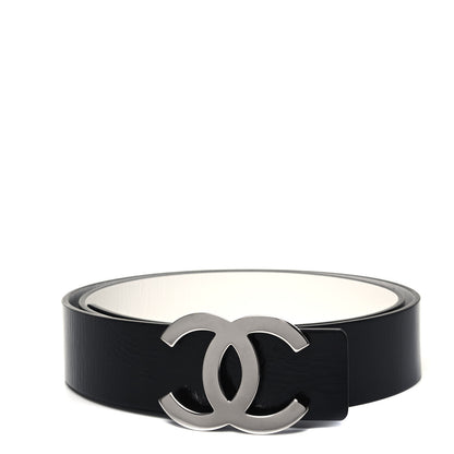 Chanel Patent Calfskin CC Reversible Belt 95 Black White 1 of 6