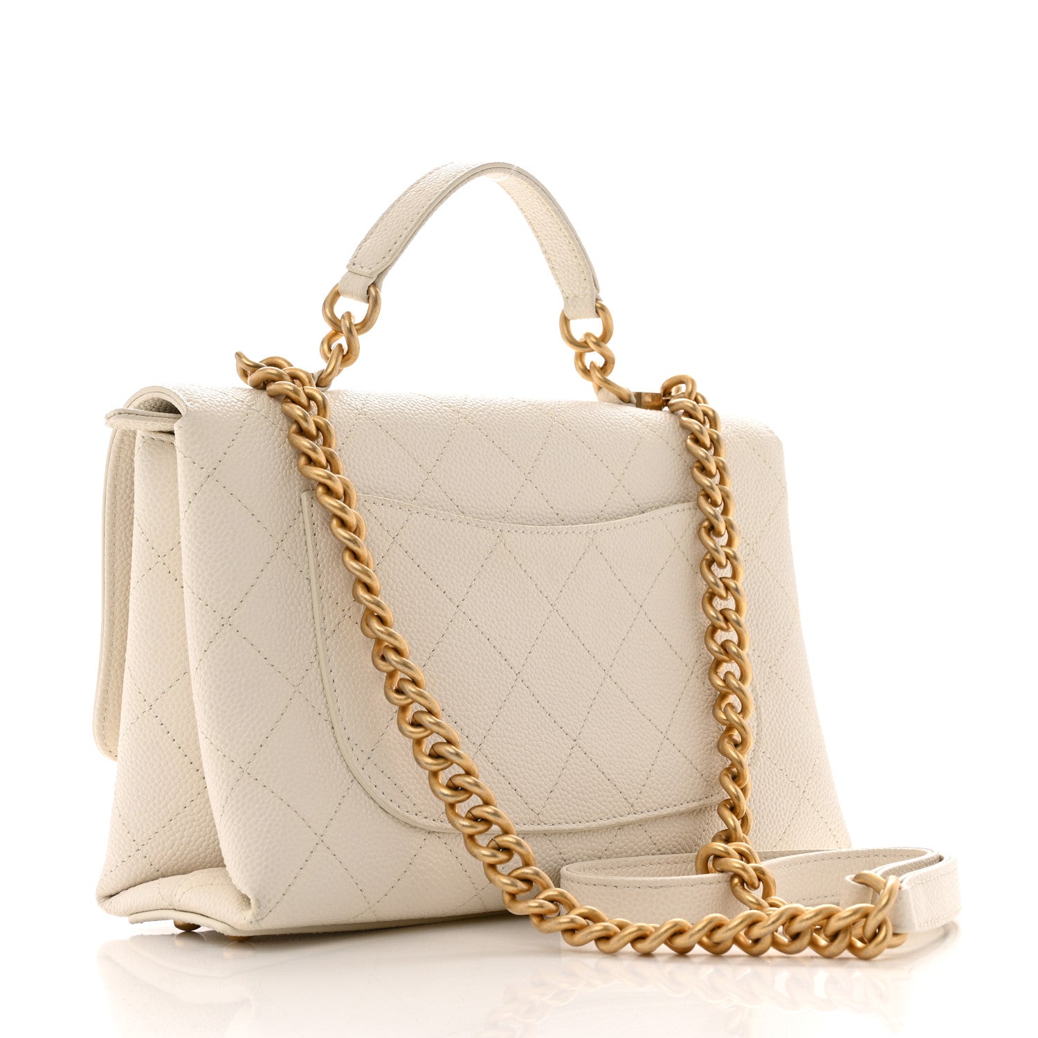 Chanel Grained Calfskin Small Stitched Flap White 3 of 16