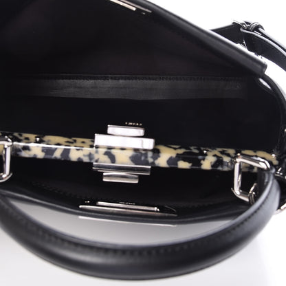 Fendi Vitello Dolce Shiny Nappa Plexglass Granite Medium Peekaboo Iconic Satchel Black 6 of 14