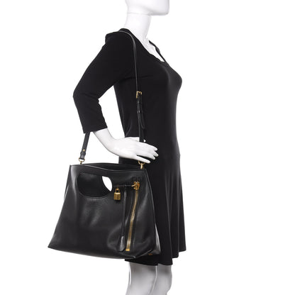 Tom Ford Calfskin Large Alix Padlock Zip Shoulder Bag Black 2 of 12