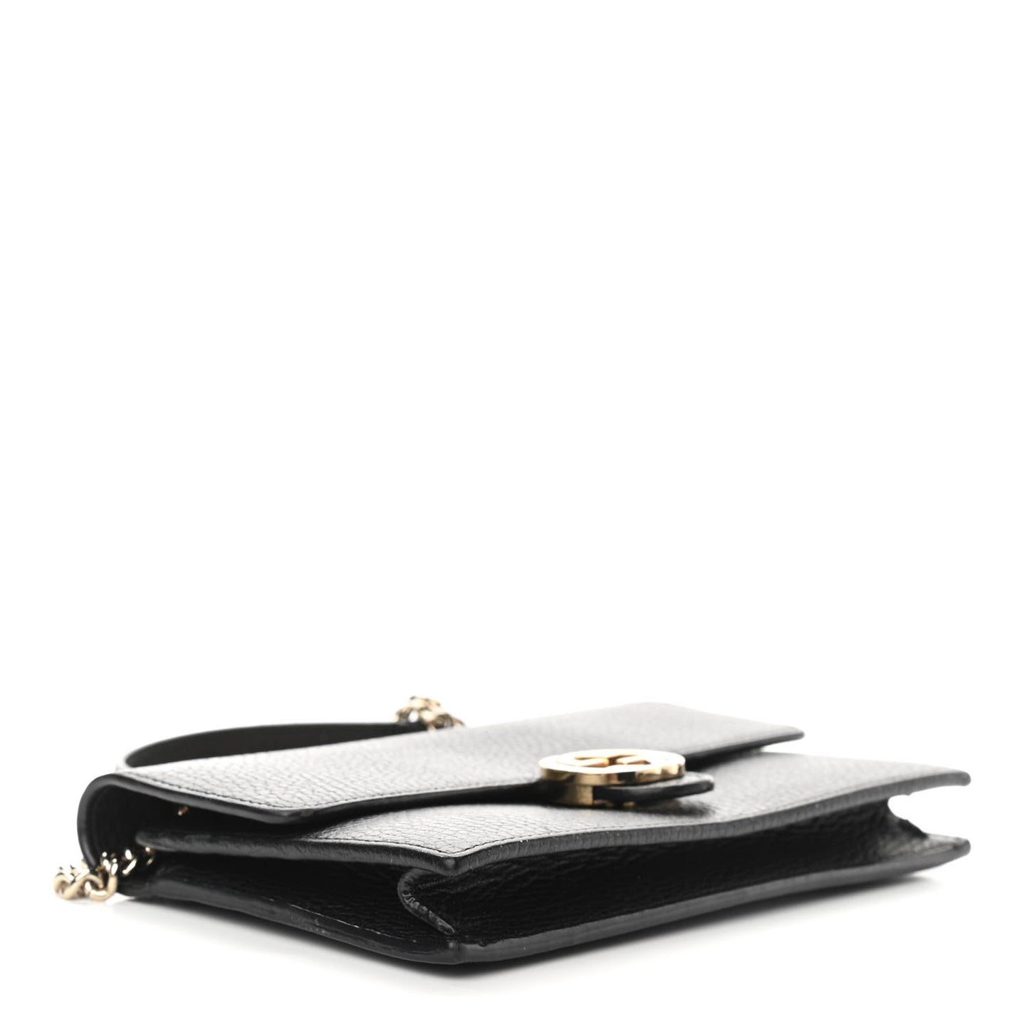 Dollar Calfskin Interlocking G Chain Wallet Black