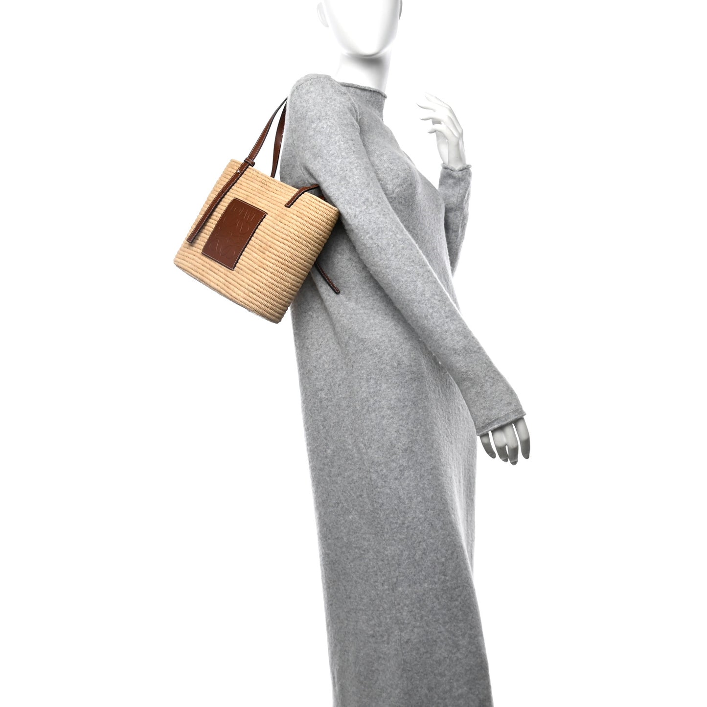 Raffia Small Square Basket Tote Bag Natural Tan