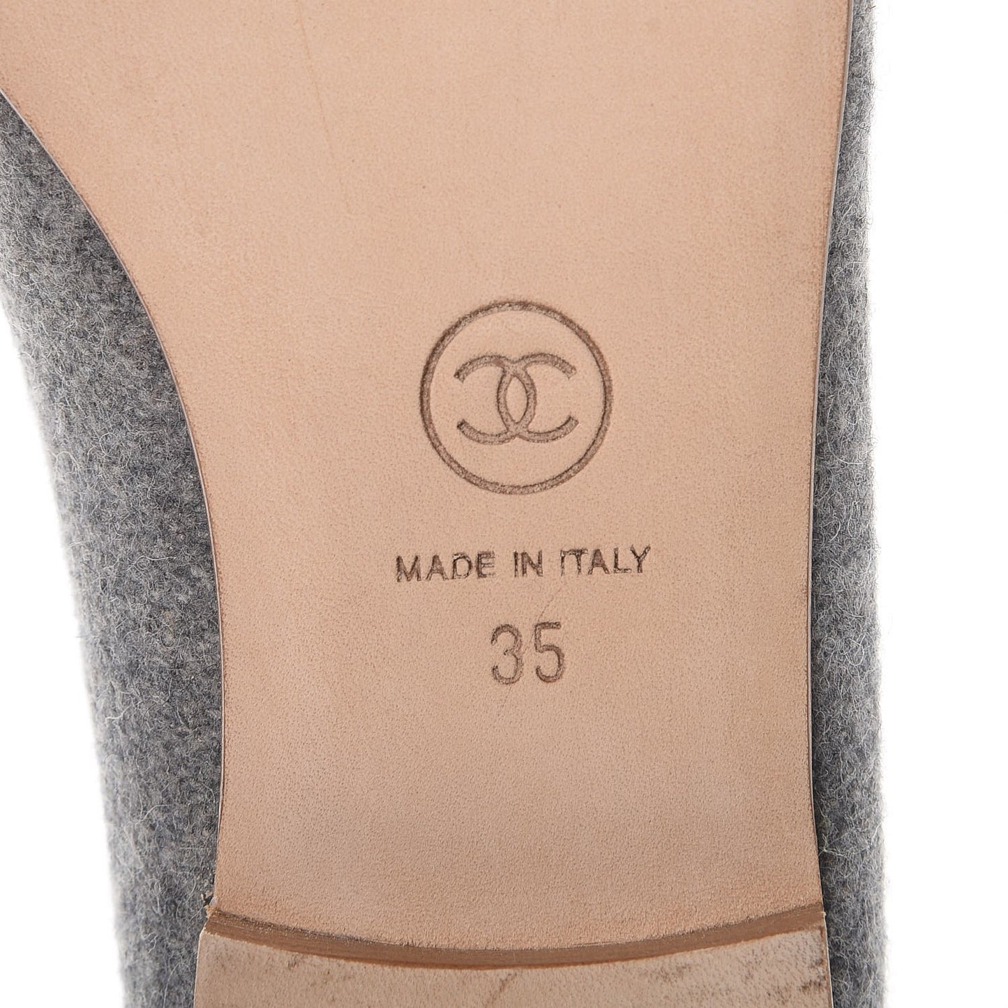 Felt Suede Cap Toe CC Ballerina Flats 35 Grey Beige