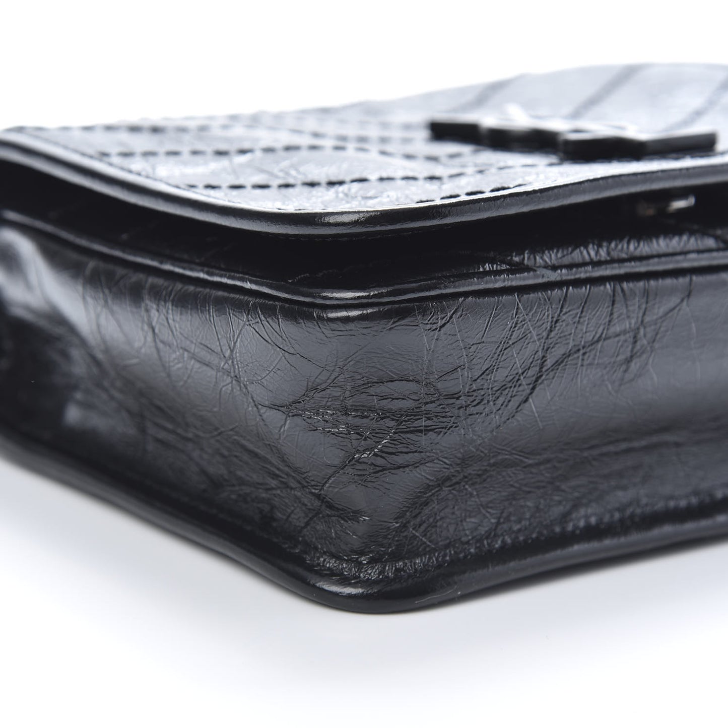 Crinkled Calfskin Matelasse Monogram Niki Chain Wallet Black