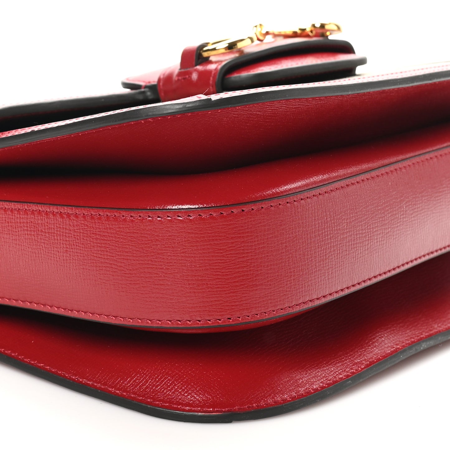 GG Supreme Monogram Azalea Calfskin Horsebit 1955 Shoulder Bag Beige Ebony New Cherry Red