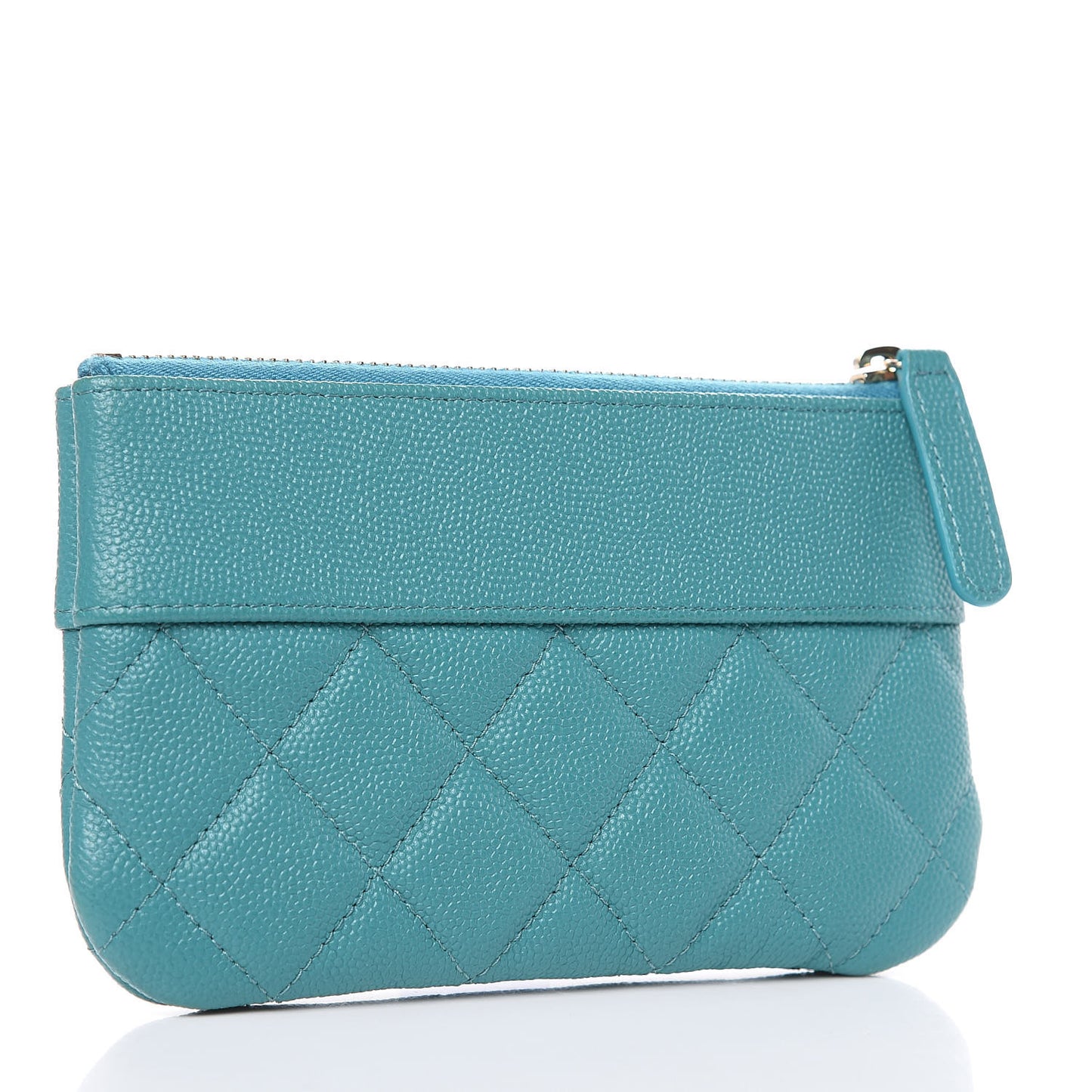 Caviar Quilted Small Vintage Mademoiselle Cosmetic Case Turquoise