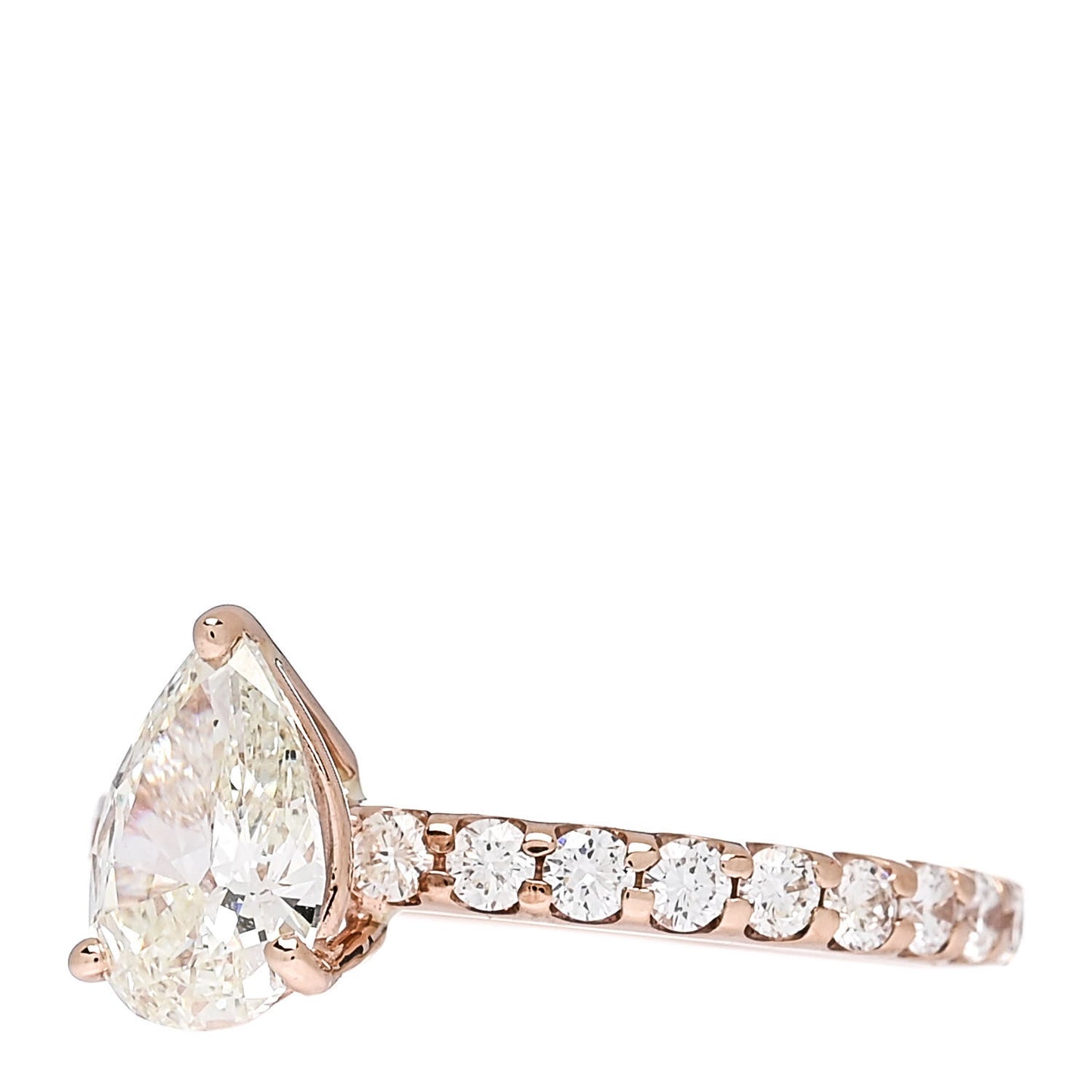 18K Rose Gold Diamond 1.014ct Pear Cut Pave Band Engagement Ring  51 5.75