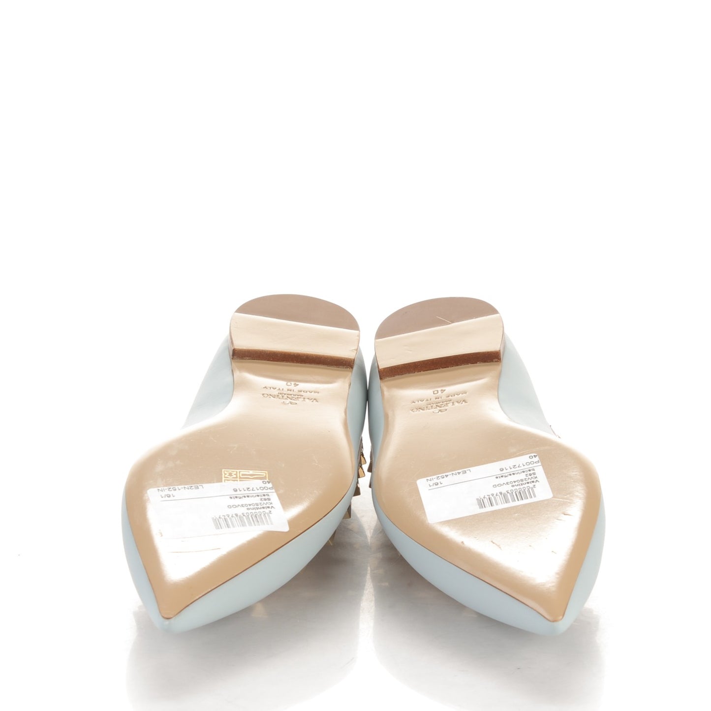 Calfskin Nappa Rockstud Ballerina Flats 40 Sky Sorbet Poudre