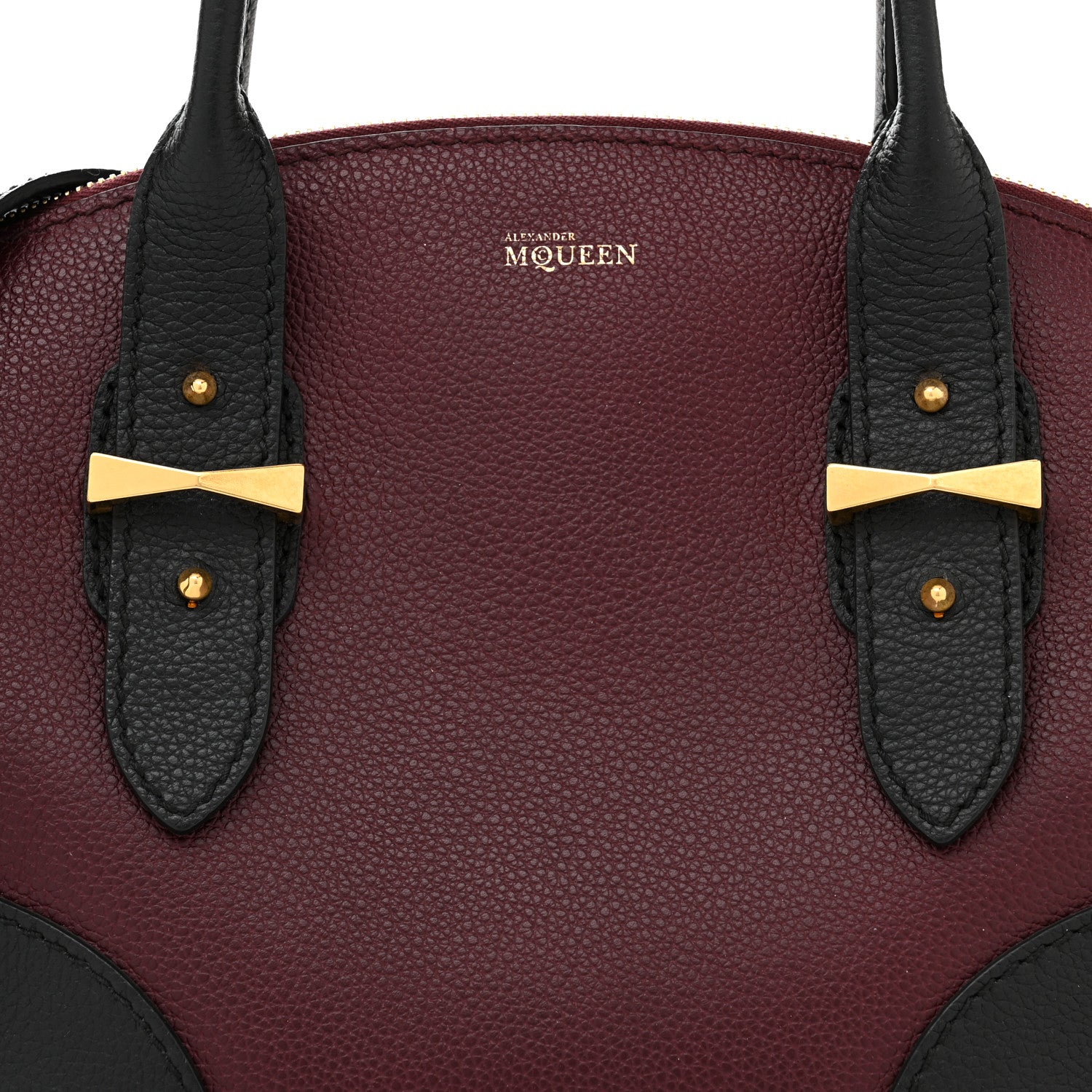 Alexander McQueen Grained Calfskin Small Bi-Color Legend Satchel Burgundy Black 7 of 10