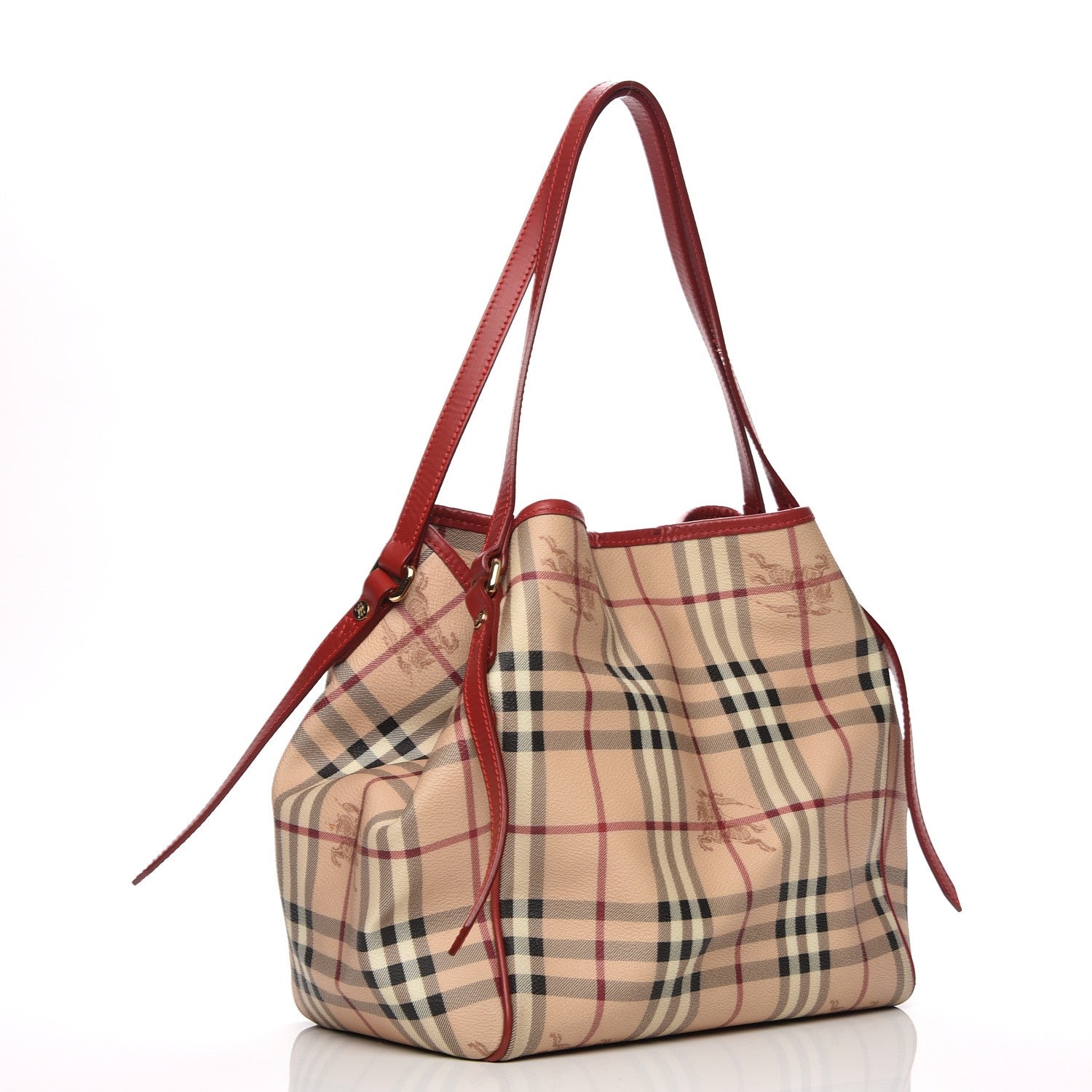 Burberry Haymarket Check Small Canterbury Tote Coral Red 3 of 10