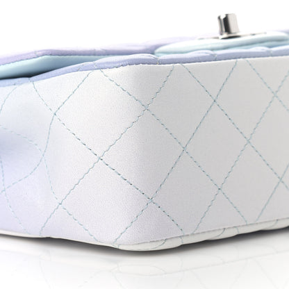 Chanel Perforated Lambskin Quilted Mini Rectangular Flap Light Blue Light Purple White 8 of 11