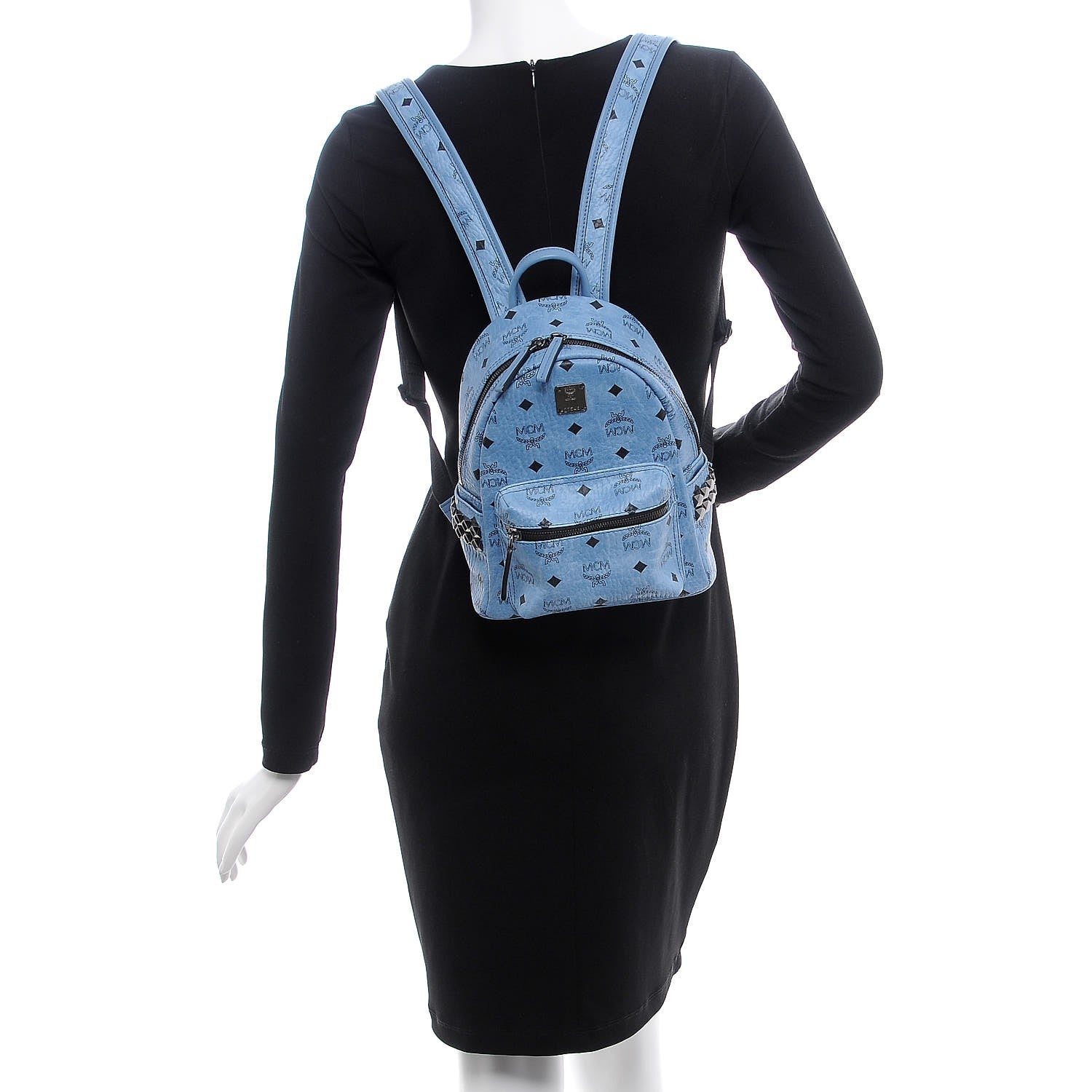 MCM Visetos Side Stud Mini Stark Backpack Blue 2 of 10