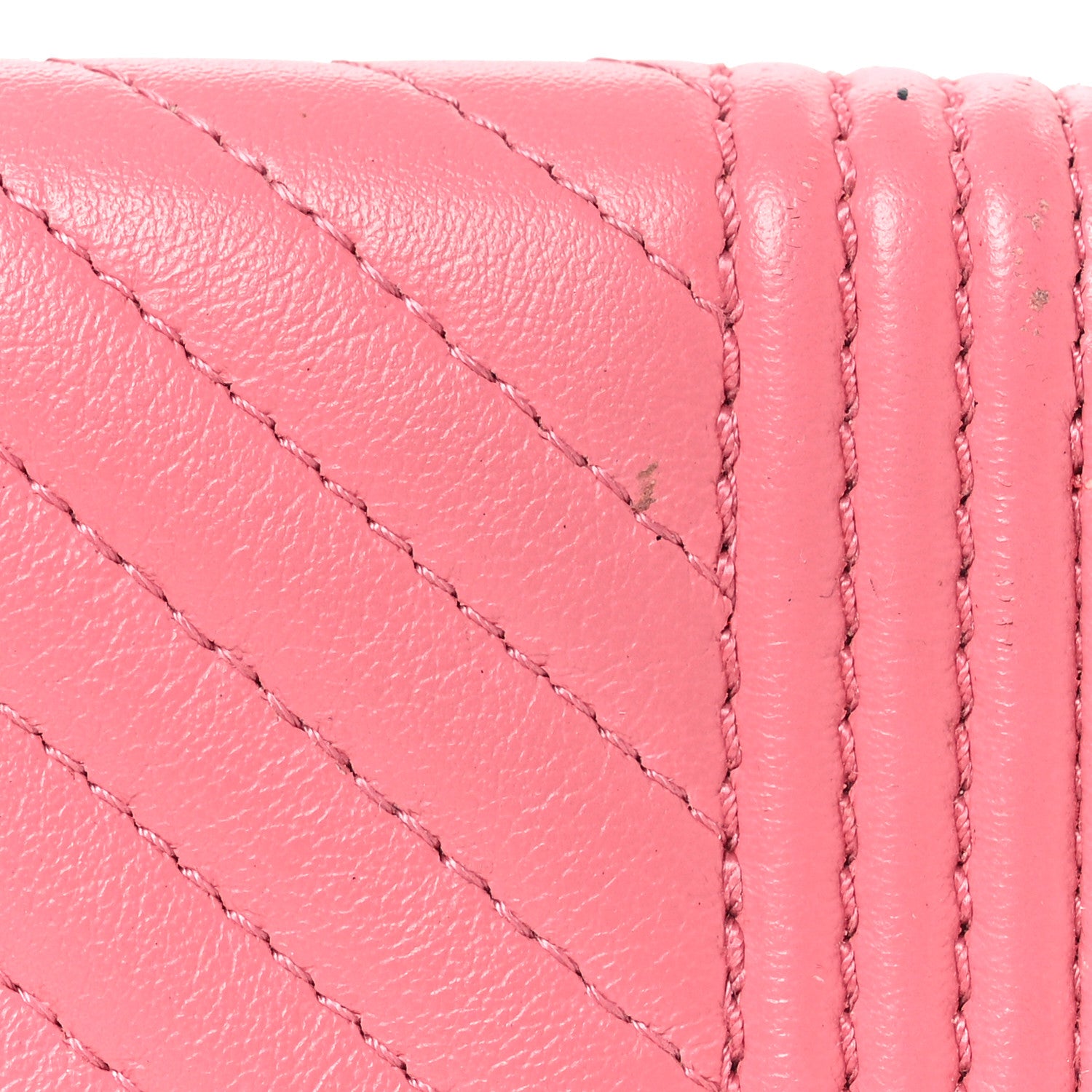 Chanel Calfskin Chevron Quilted Zip Around Boy Coin Purse Wallet Pink 15 of 16