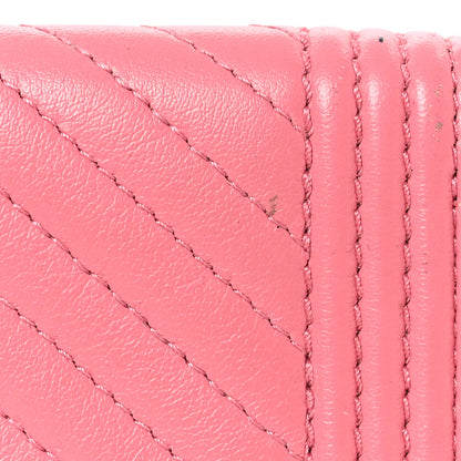 Chanel Calfskin Chevron Quilted Zip Around Boy Coin Purse Wallet Pink 15 of 16
