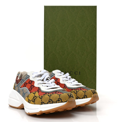 Gucci Monogram Multicolor Demetra Womens Rhyton Sneakers 38.5 Yellow Blue Great White Tabasco 7 of 7