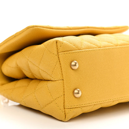 Chanel Caviar Quilted Mini Coco Handle Flap Yellow 15 of 22